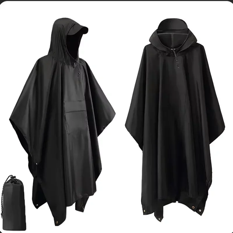 Camping Rain Poncho - 2026년형 3-in-1 방수 후드형 우비, 다용도
