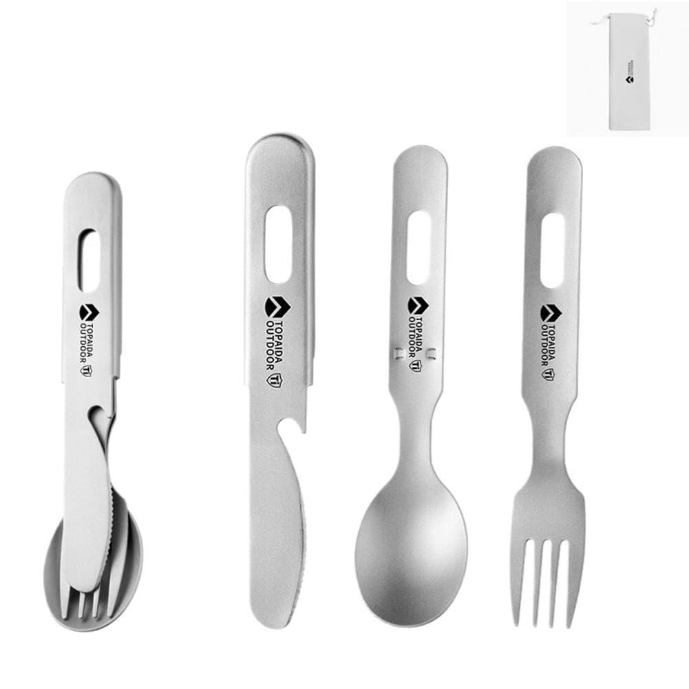 3-in-1 티타늄 캠핑용 포크, 스푼, 나이프 세트  - Outdoor Camping Dining Set 리뷰 및 가격